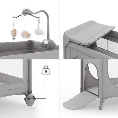 Кровать-манеж з пеленатором Kinderkraft Leody Up Grey (KCLEODUPGRY00AC)