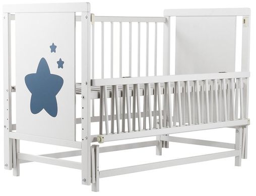 Дитяче ліжечко (кровать) ТМ Дубик-М Зірочка для новонароджених з відкидною боковиною + маятник, дерево бук (білий)