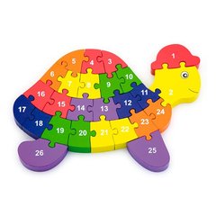 Деревянный пазл Viga Toys Черепаха по буквам и числам (55250)